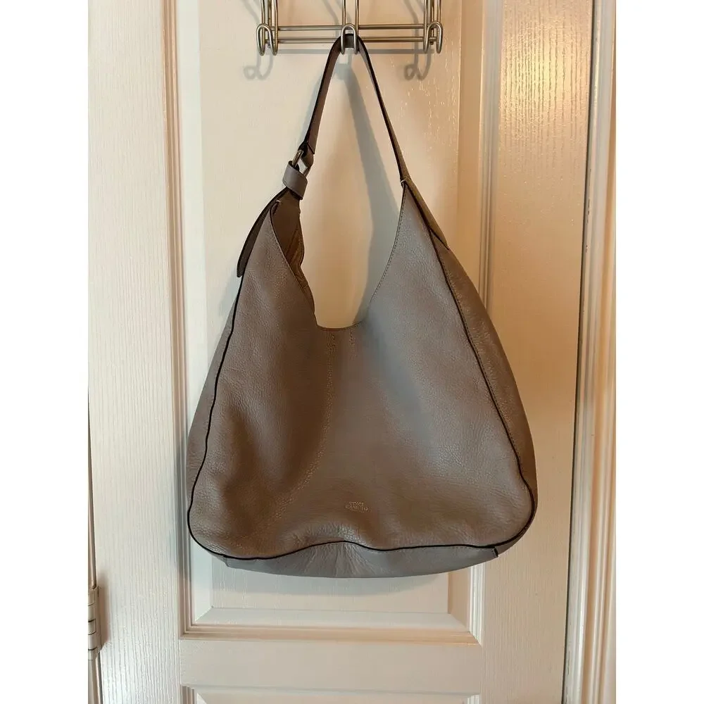 Vince Camuto Genuine Leather Grey Hobo Bag